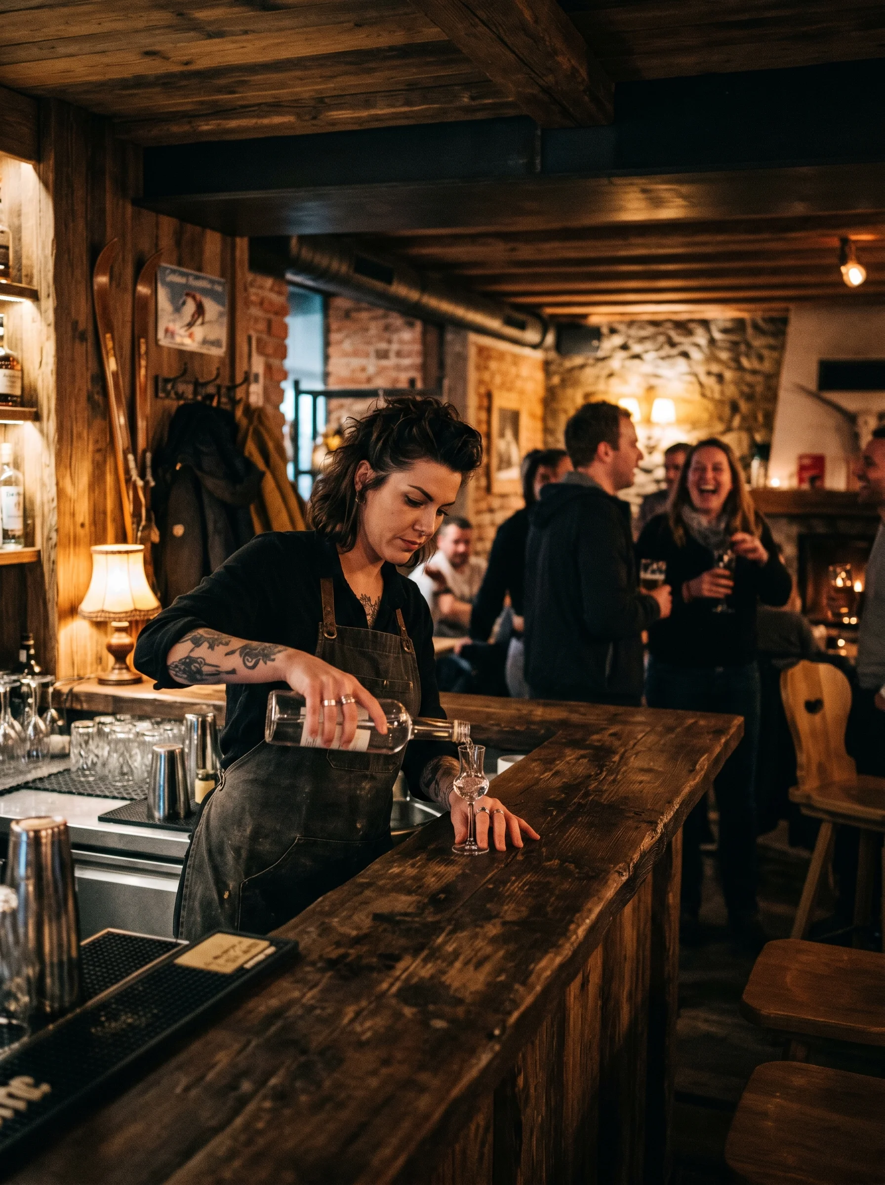 Dim alpine bar interior